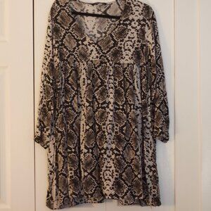 Zara Snake Skin Pattern Babydoll Mini Dress